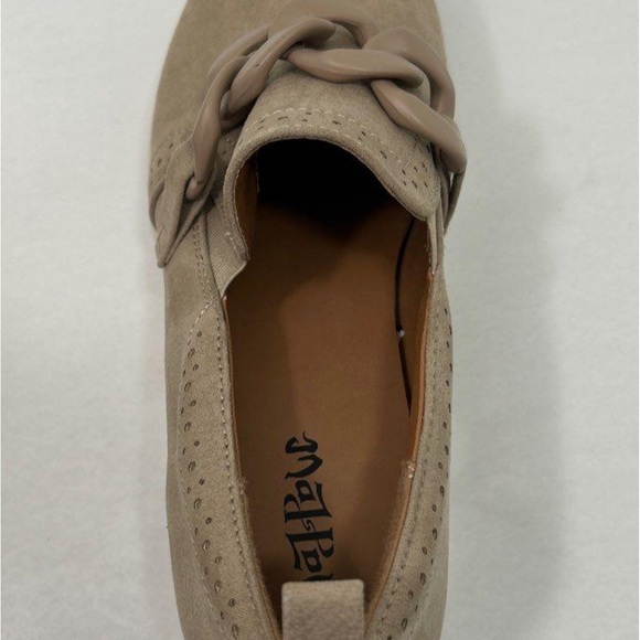 Taupe Platform Loafers with Chain Detail | Chic Comfort Slip-Ons - Picture 4 of 5